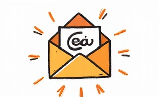 Illustration d'une enveloppe ouverte avec un email sortant.