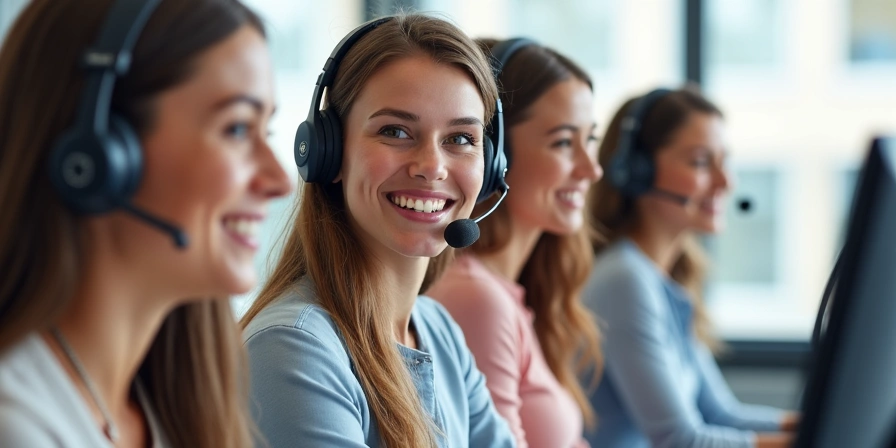 Illustration d'une équipe de support client souriante et prête à aider.